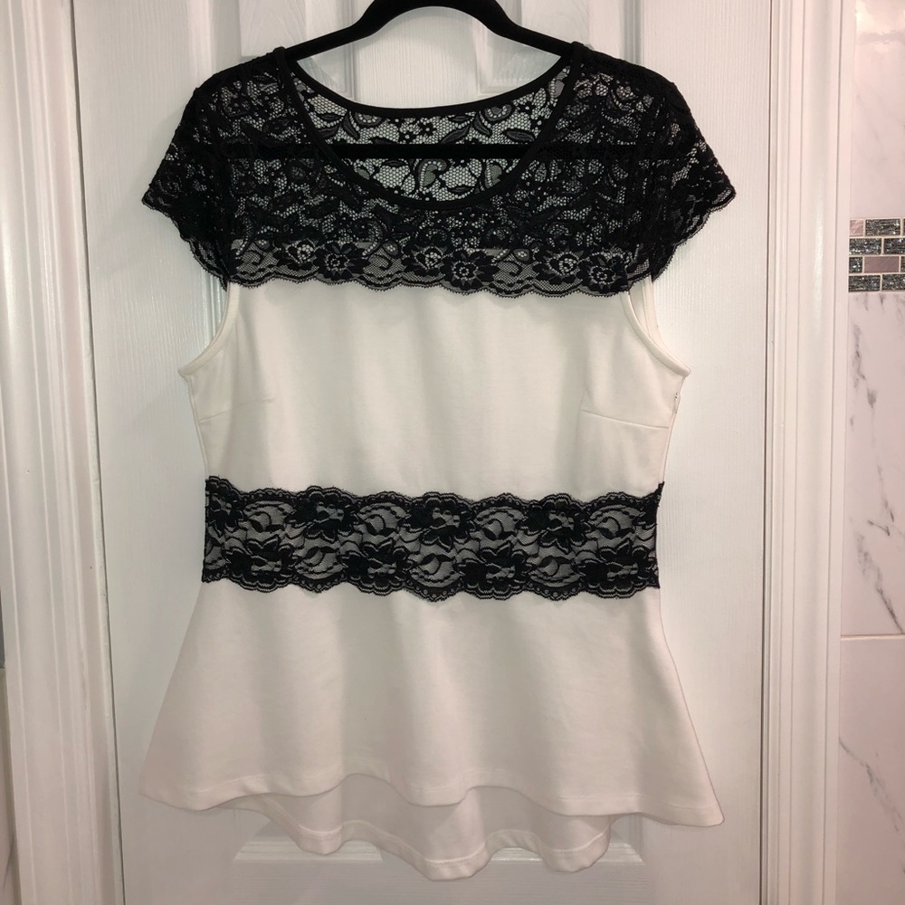 Lace and knit blouse
